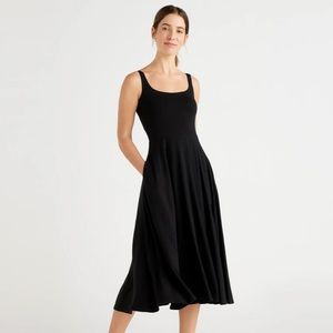 Black Quince Jersey Fit & Flare Dress Sz Large